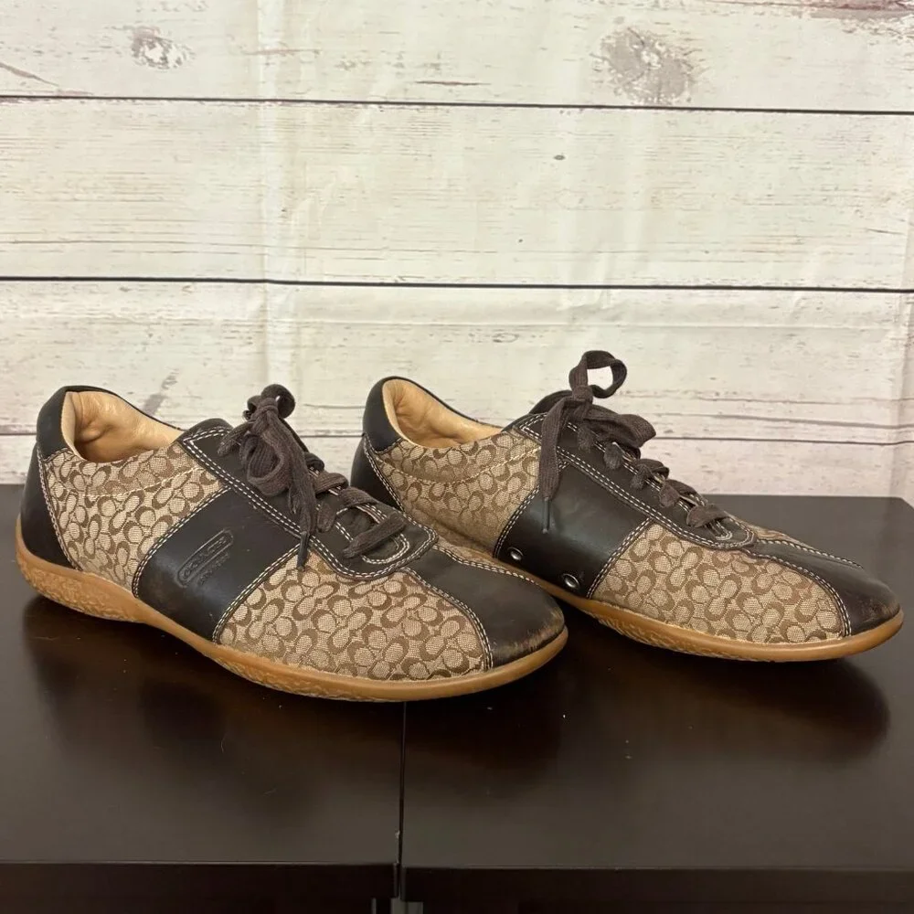 Coach‎ Brown Tan "Slyvie" Tennis Shoes Womens 8 - Picture 2 of 7